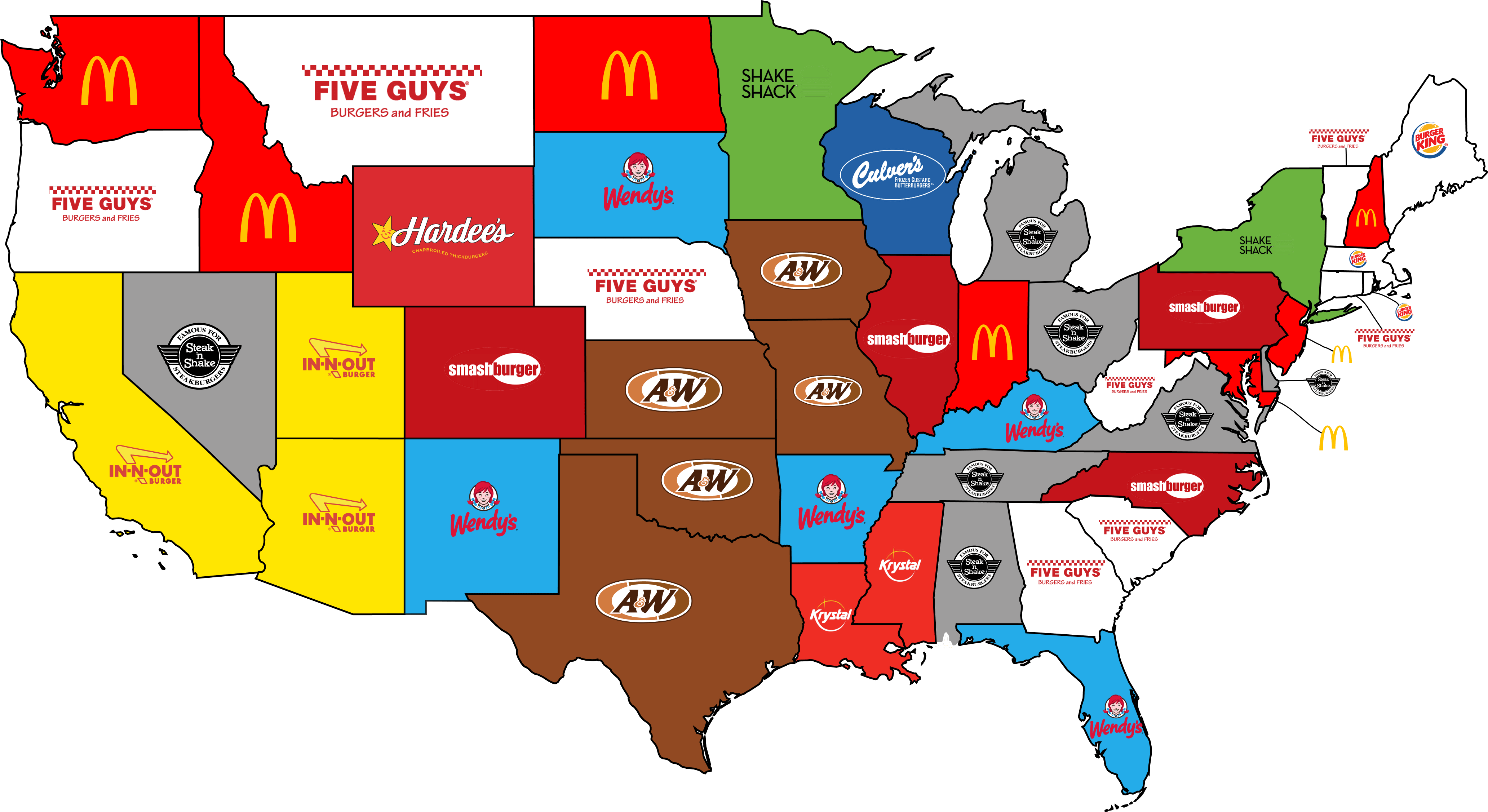 Map of Most Popular Chain Restaurants in America
