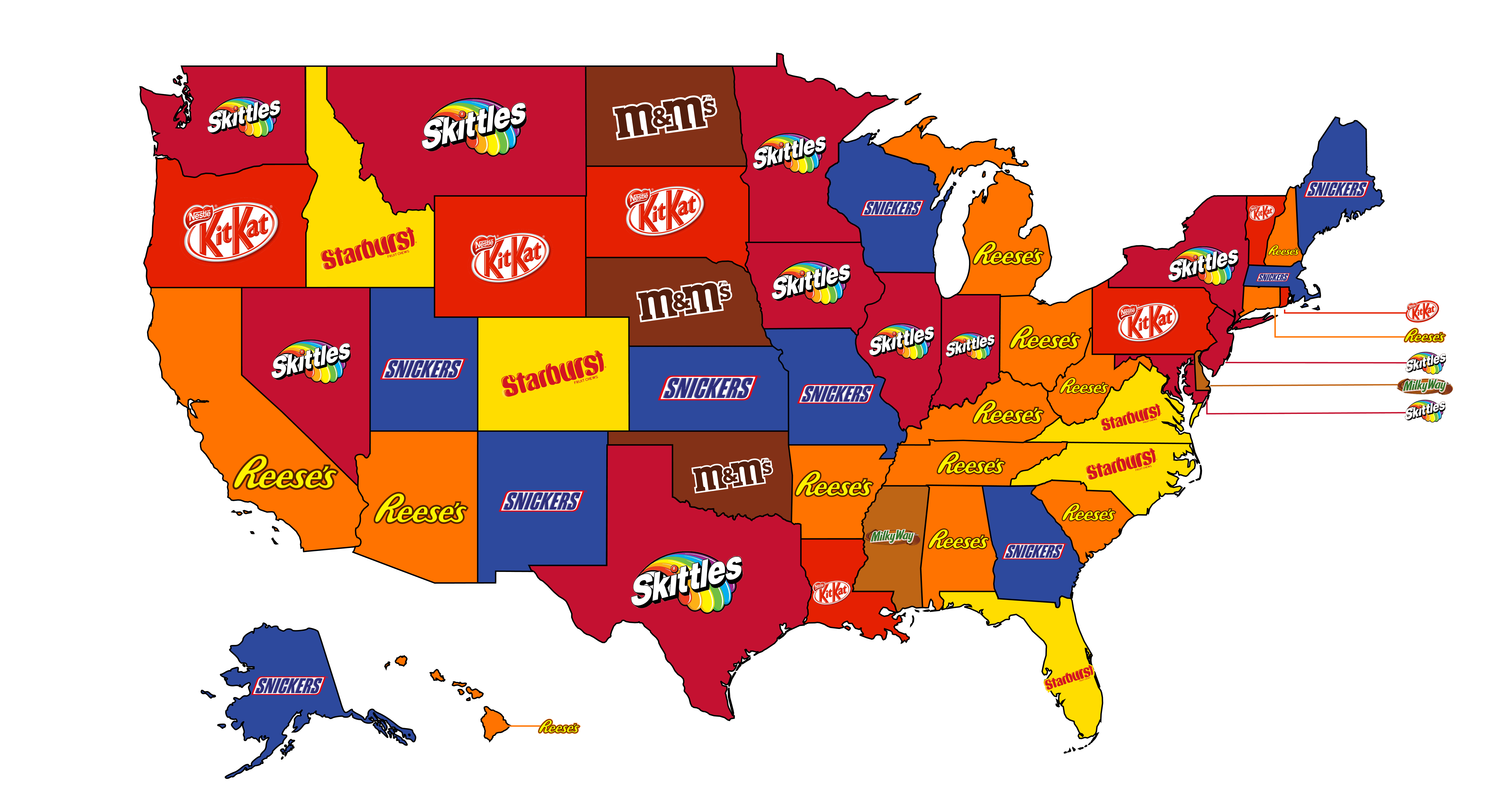 Map of Most Popular Chain Restaurants in America