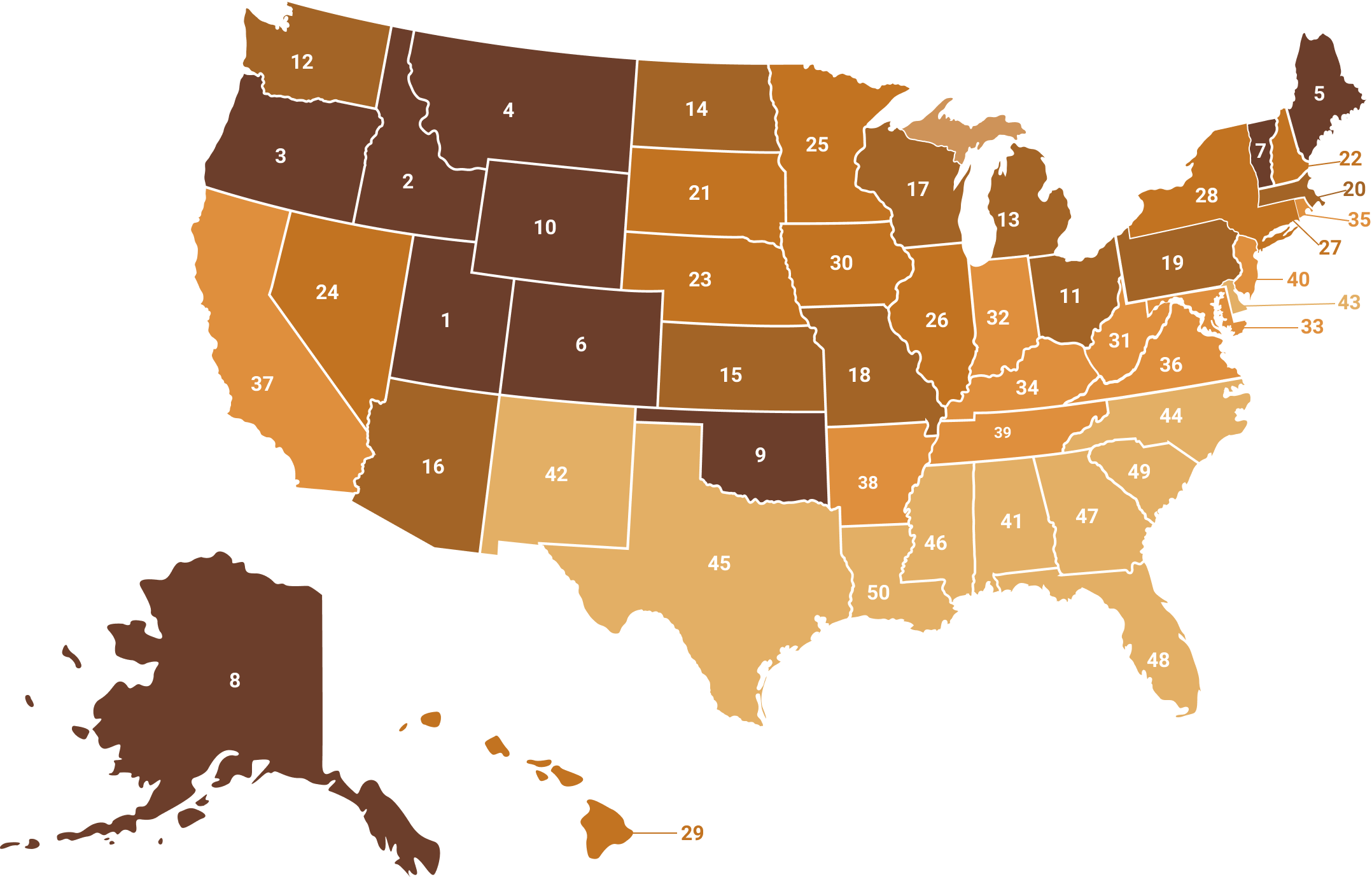 Map of Most Popular Chain Restaurants in America
