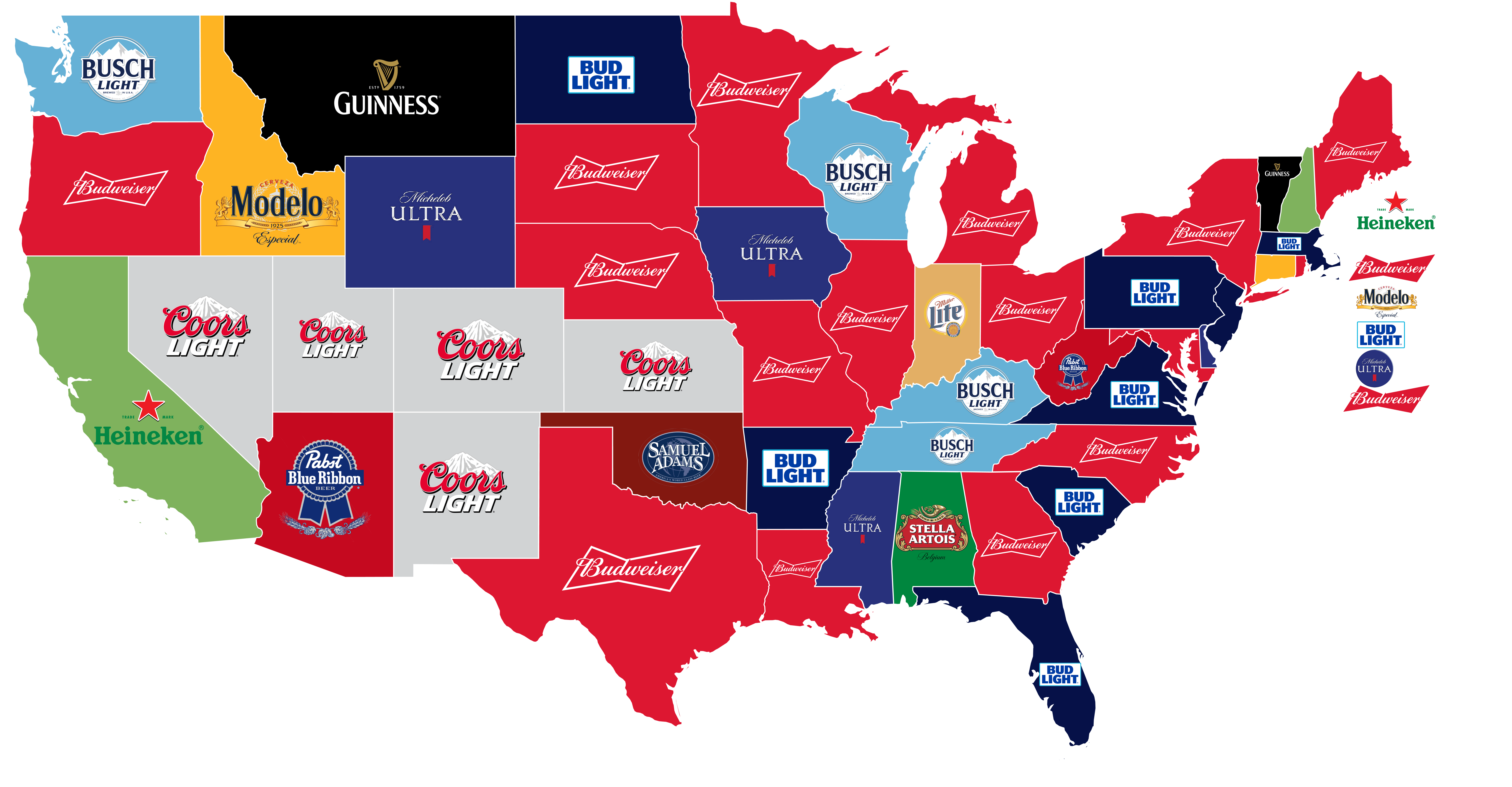 Map of Most Popular Chain Restaurants in America